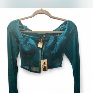 Sincerely Jules Teal Lace Crop Top